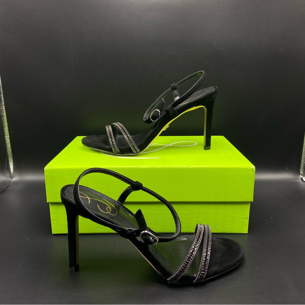Sam Edelman Womens Daisie Black Suede Ankle Strap Heels Size 7 (5385450)